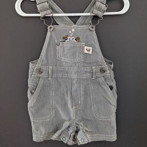 Pinstripe shortalls with crab embroidery